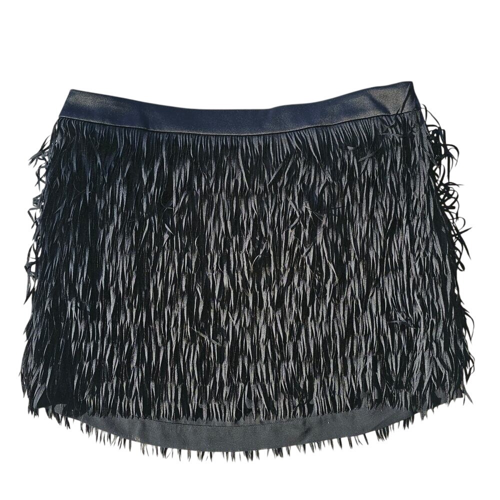 Express Black Fringe Lightweight Mini Dress Size 10 Waist 16 Length 15